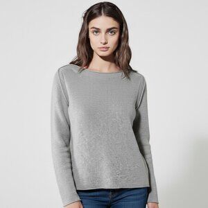 Theory Ash Gray 100% Cashmere Crewneck Sweater Soft Knit Pullover Size XS